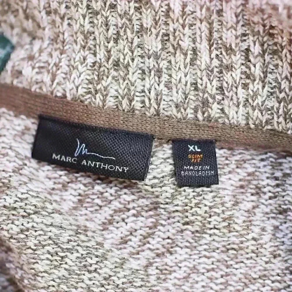 Marc Anthony Slim fit size XL cotton blend brown/white marled sweater - Picture 10 of 16